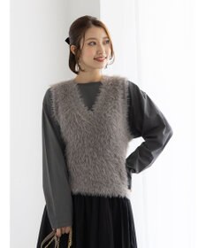 Te chichi シャギーヤーンVネックベスト