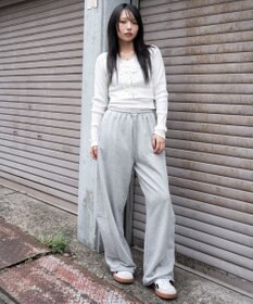 WEGO 【ウエストゴム】カーブデザインスウェットパンツ