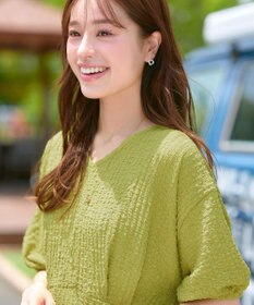 Tiaclasse 【新色追加・洗える】ワッフルVネックワンピース