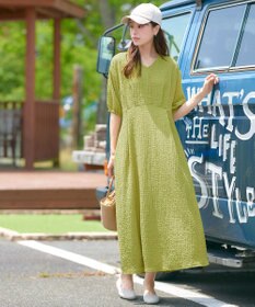 Tiaclasse 【新色追加・洗える】ワッフルVネックワンピース