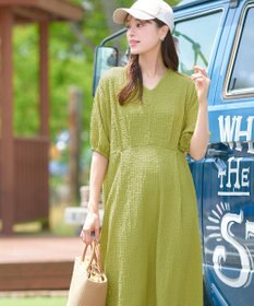 Tiaclasse 【新色追加・洗える】ワッフルVネックワンピース