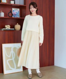 Tiaclasse 【洗える】裏起毛ドッキングワンピース