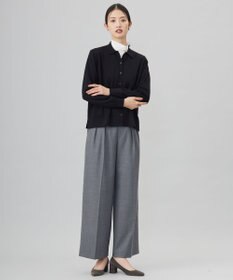 J.PRESS LADIES L 【洗える】WORSTED WOOL BLEND ポロ襟付き カーディガン