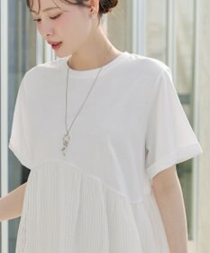 Tiaclasse 【おのののかさん着用】 「サマケア」ストライプチュール切り替えトップス