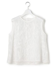 23区 S 【GOLD LABEL】フロッキーエンブロイダリー 刺繍 ノースリーブ ブラウス
