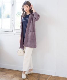 Tiaclasse 【洗える】大人華やかなアラン柄ニットカーディガン