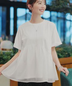 Tiaclasse 【おのののかさん着用】 「サマケア」ストライプチュール切り替えトップス