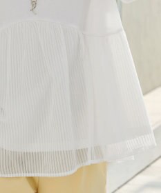 Tiaclasse 【おのののかさん着用】 「サマケア」ストライプチュール切り替えトップス