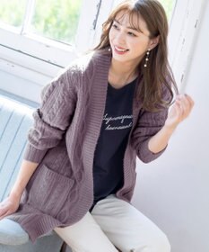 Tiaclasse 【洗える】大人華やかなアラン柄ニットカーディガン