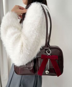 WEGO チャーム付きスクエアボストンバッグ