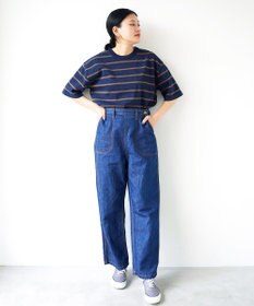 WHITE MAILS 【UNISEX】PAPER YARN BORDER KINT PULLOVER T-シャツ