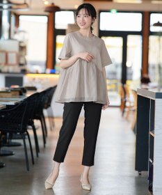 Tiaclasse 【おのののかさん着用】 「サマケア」ストライプチュール切り替えトップス