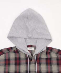 WEGO 【ユニセックス着用ITEM/MLサイズ展開】オンブレチェックフードシャツ（SS）