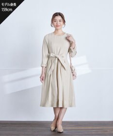 Tiaclasse L 【洗える】花柄刺繍フレアワンピース