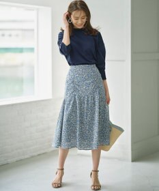 組曲 フラワーレイヤープリント ギャザースカート