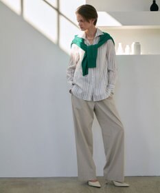 ICB ドライリネンストレッチ ワイドストレートパンツ