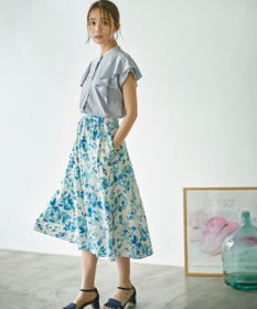 組曲 【UVケア】プレーティング天竺 パールボタンブラウス