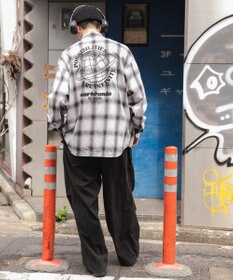 WEGO オンブレチェックグラフィックシャツ（LS）