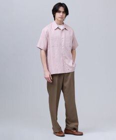 J.PRESS MEN 【J.PRESS ORIGINALS】Rayon Linen Oxford Open Half Sleeve Shirt / Baggy-Fit