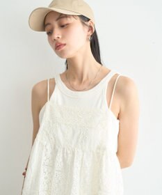earth music&ecology 【セットアップ対応】【WEB・一部店舗限定】パッチワークレースキャミソール