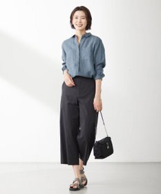 J.PRESS LADIES 【WEB限定カラーあり・セットアップ対応・洗える・撥水・防汚】コットンFITTYシャーク ワイド アンクル パンツ