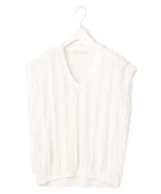 ICB L 【洗える】カットジャガード Vネックニット