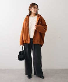 Green Parks ニットフード付きウーリーブルゾン