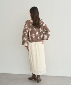 earth music&ecology SET2点フラワージャガードカーデ+ビスチェ