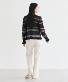 earth music&ecology シアーボーダーニットカーディガン