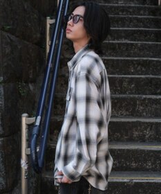 WEGO 【ユニセックス着用ITEM/SMLサイズ展開】オンブレチェックシャツ（LS）