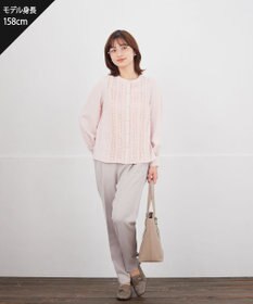 Tiaclasse L 【ブラウス&ベスト&パンツ3点セット】リボンタイブラウス＋ベスト付き 3点セットアップ