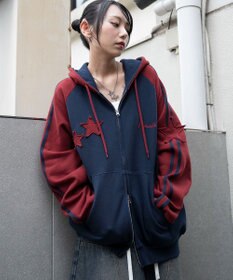 WEGO 【ユニセックス着用ITEM】ラインラグランZIPパーカー