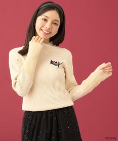 earth music&ecology Ｄｉｓｎｅｙ／フィガロ刺繍袖フェザーニット