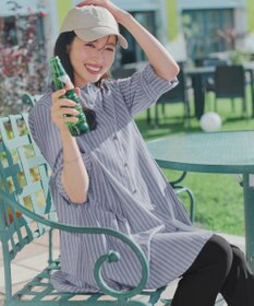 Tiaclasse L 【新色追加】バンドカラーシャツチュニックブラウス