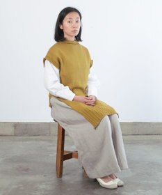 AND WOOL 〈上質な素材と手仕事から生まれた優しいニット〉オーガニックコットンロングベスト