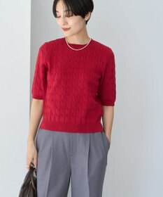 AMERICAN HOLIC ケーブル５分袖ニットプルオーバー