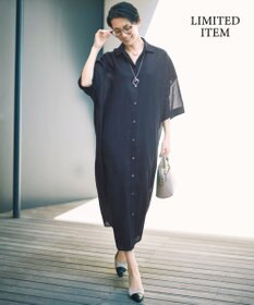 自由区 【カタログ掲載・WEB限定・接触冷感・洗える】シアーラミーローンシャツ ワンピース