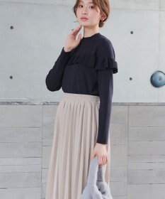 Tiaclasse L モックネックフリルニットトップス