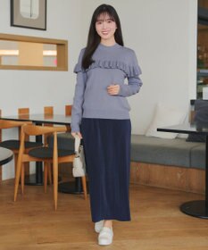 Tiaclasse L モックネックフリルニットトップス