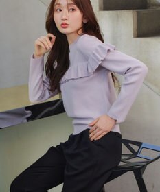 Tiaclasse L モックネックフリルニットトップス