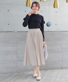 Tiaclasse L モックネックフリルニットトップス