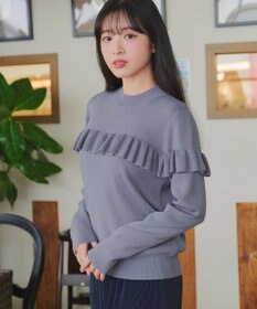 Tiaclasse L モックネックフリルニットトップス