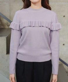 Tiaclasse L モックネックフリルニットトップス