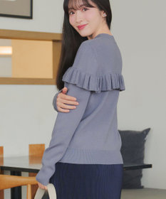 Tiaclasse L モックネックフリルニットトップス