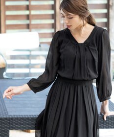 Tiaclasse 【新色追加・洗える】シフォンギャザーワンピース