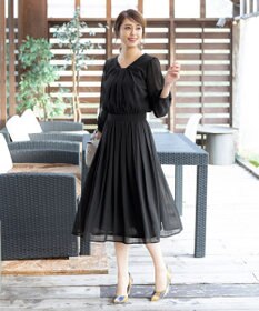 Tiaclasse 【新色追加・洗える】シフォンギャザーワンピース