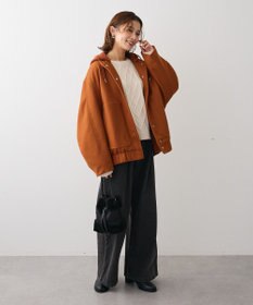 Green Parks ニットフード付きウーリーブルゾン