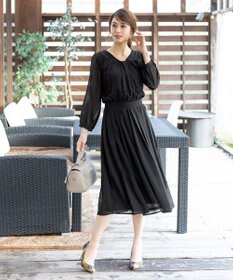 Tiaclasse 【新色追加・洗える】シフォンギャザーワンピース