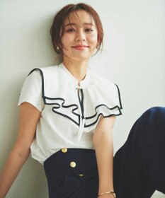 Feroux 【洗える】バイカラー ブラウス