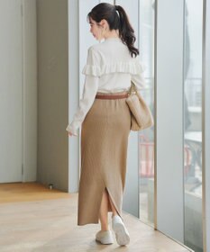 Tiaclasse L モックネックフリルニットトップス